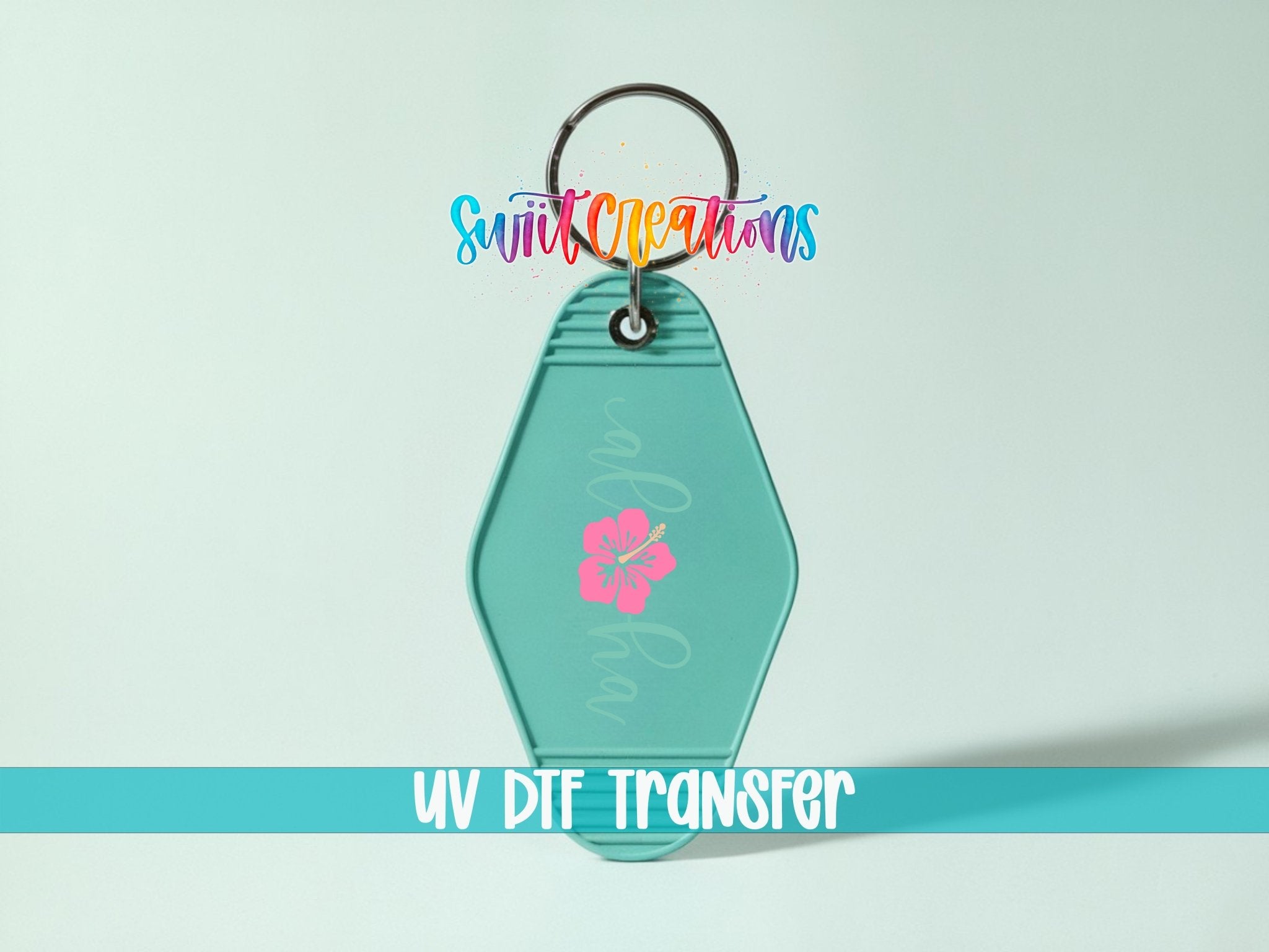 Motel Keychain Decal, Aloha Hibiscus UV DTF Transfer | MK2052 - Swiit Creations