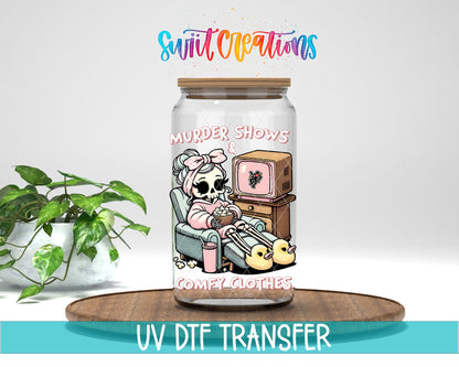 Murder Shows and Comfy Clothes UV DTF Cup Decal | UV882 - Swiit Creations