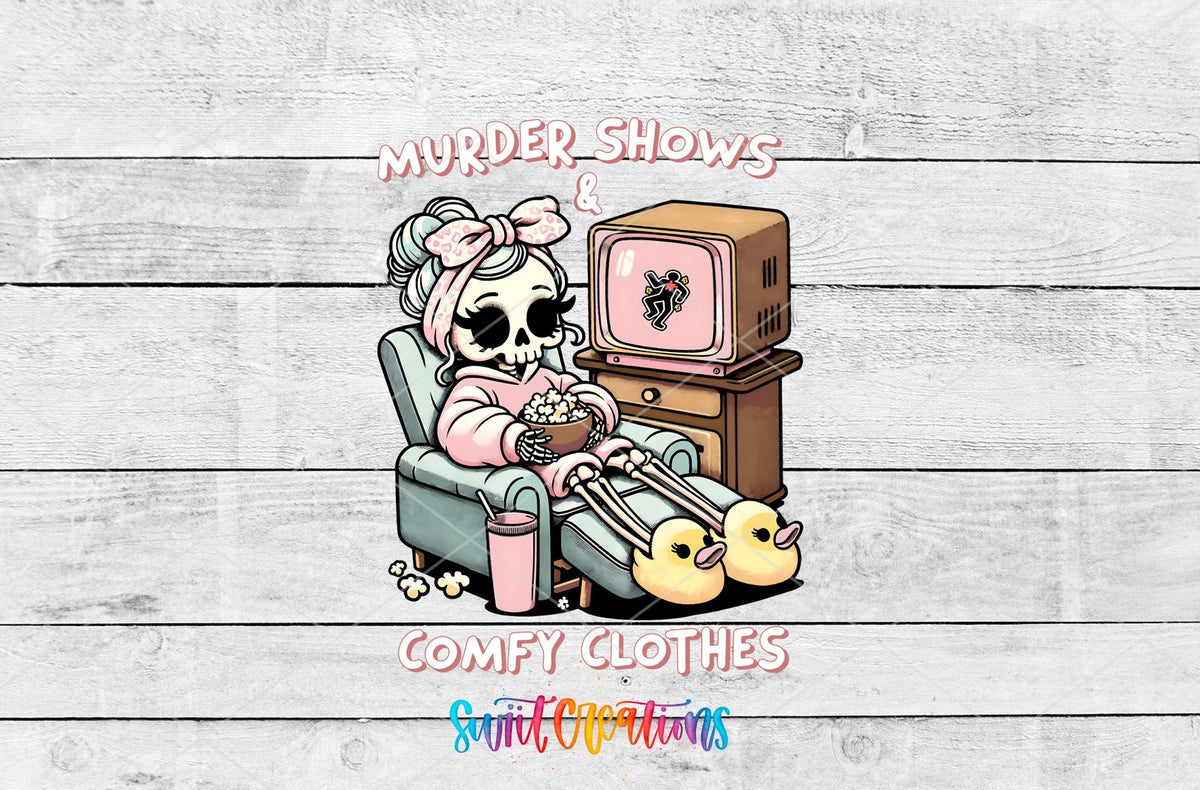 Murder Shows and Comfy Clothes UV DTF Cup Decal | UV882 - Swiit Creations