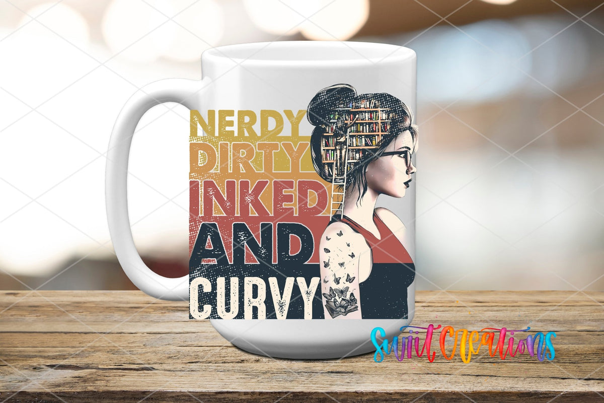 Nerdy Dirty Inked and Curvy UV DTF Cup Decal | UV020 - Swiit Creations