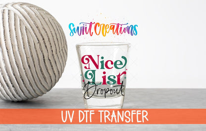 Nice List Dropout Christmas UV DTF Shot Glass Transfer | SG1087 - Swiit Creations