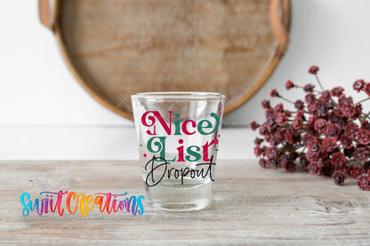 Nice List Dropout Christmas UV DTF Shot Glass Transfer | SG1087 - Swiit Creations