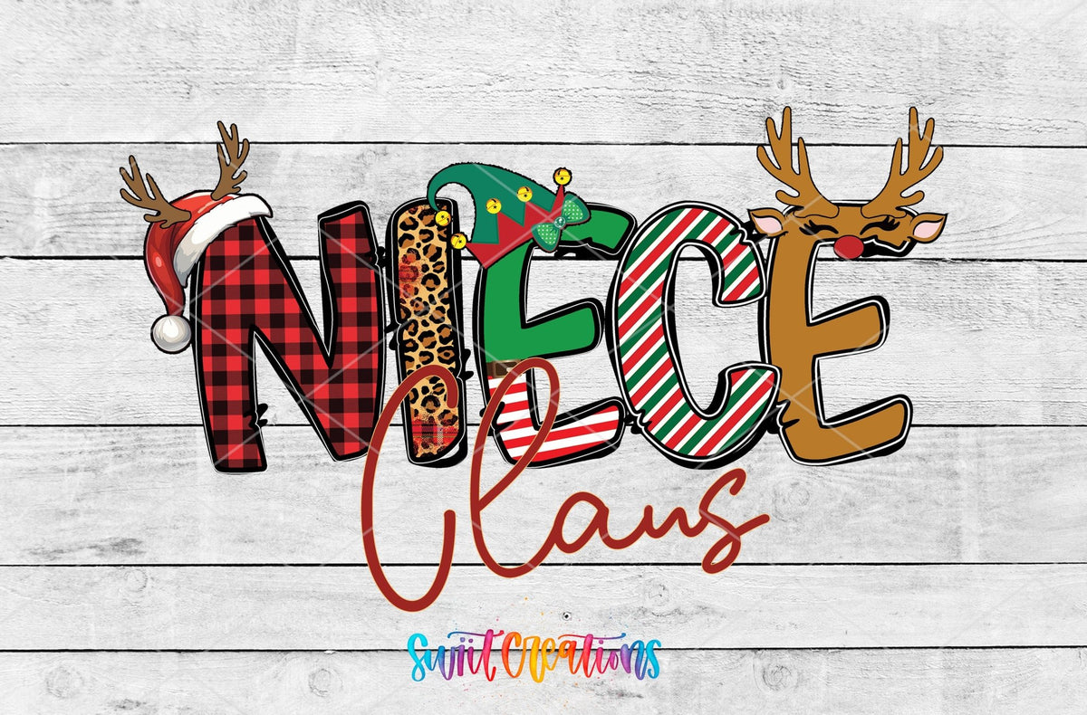 Niece Claus UV DTF Decal | Christmas Reindeer Tumbler Wrap | UV1996 - Swiit Creations
