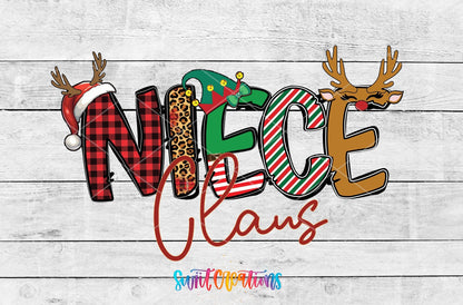 Niece Claus UV DTF Decal | Christmas Reindeer Tumbler Wrap | UV1996 - Swiit Creations