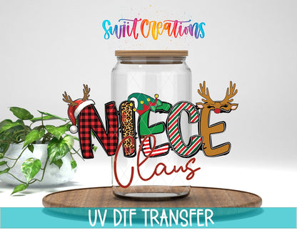 Niece Claus UV DTF Decal | Christmas Reindeer Tumbler Wrap | UV1996 - Swiit Creations