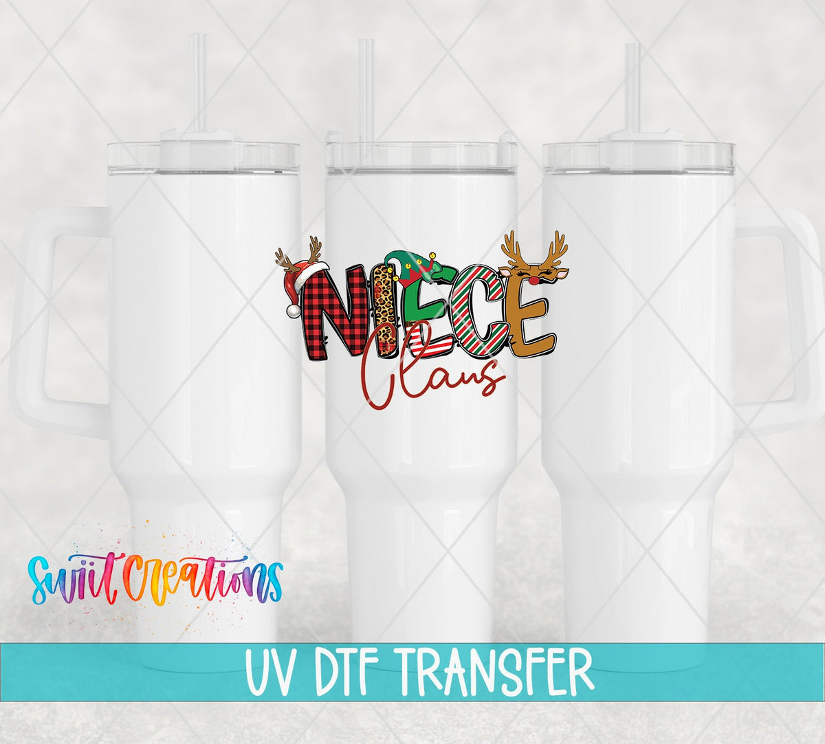 Niece Claus UV DTF Decal | Christmas Reindeer Tumbler Wrap | UV1996 - Swiit Creations