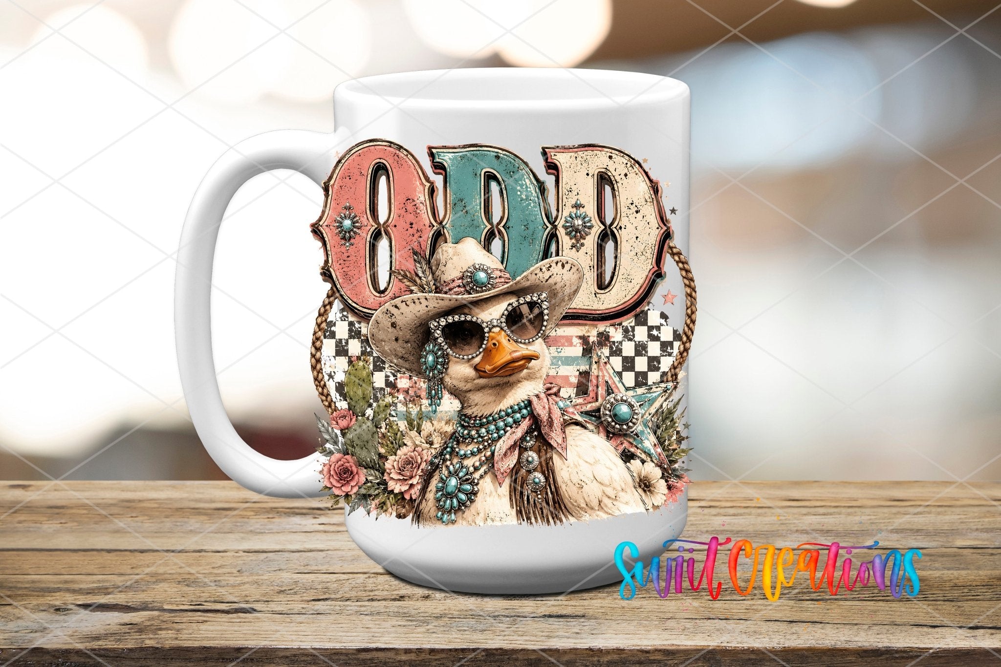 Odd Duck Western Glam UV DTF Transfer | Retro Cowgirl Duck Drinkware Design | UV2083 - Swiit Creations