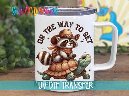 On The Way to Get My Shit Together UV DTF transfer displayed on a white coffee mug from Swiit Creations