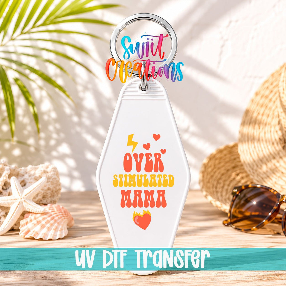 Overstimulated Mama Motel Keychain UV DTF Transfer | Funny Mom Saying Decal | MK2187 - Swiit Creations