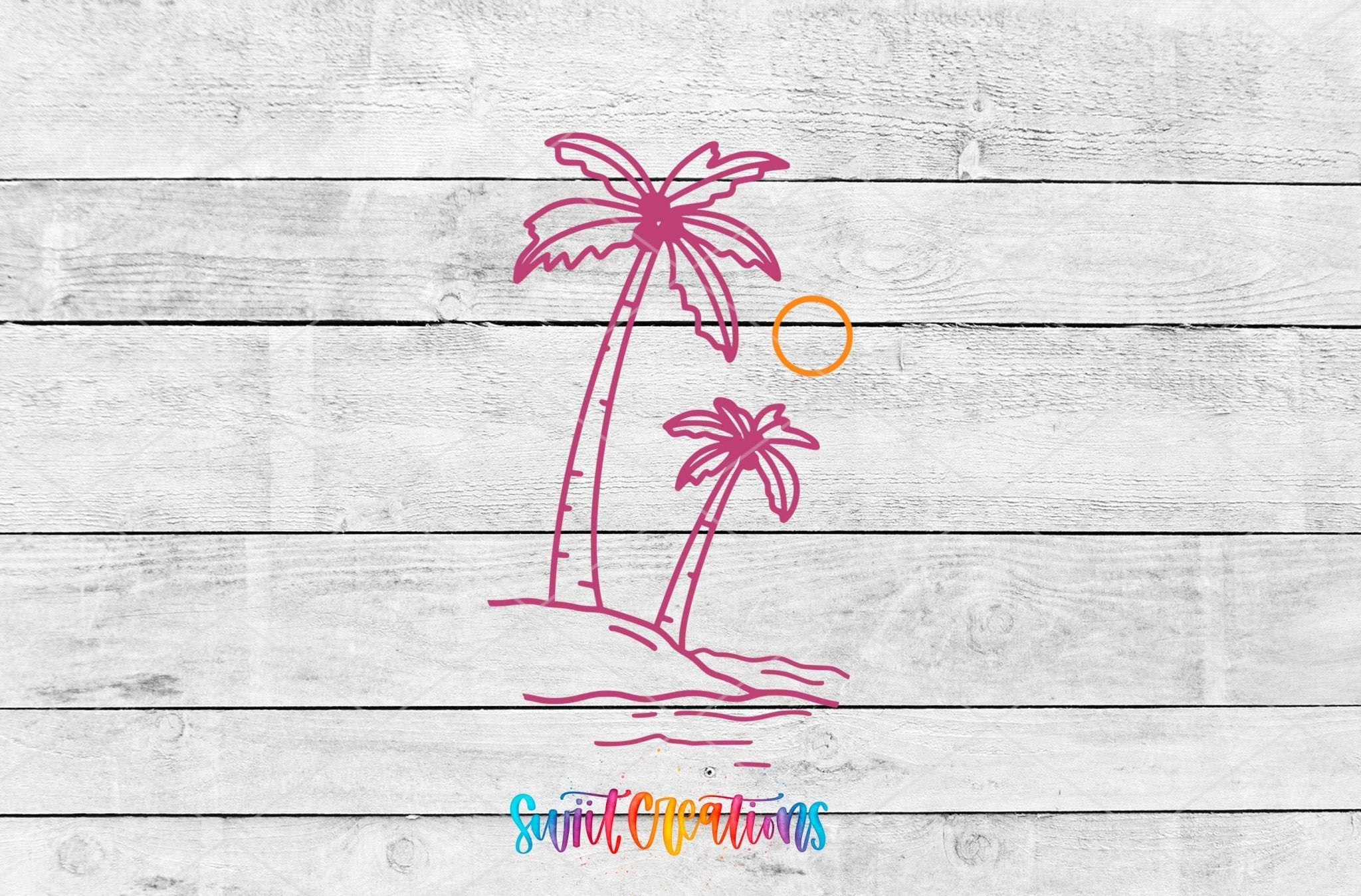 Palm Tree Beach Motel Keychain UV DTF Transfer | Tropical Island Decal | MK2064 - Swiit Creations