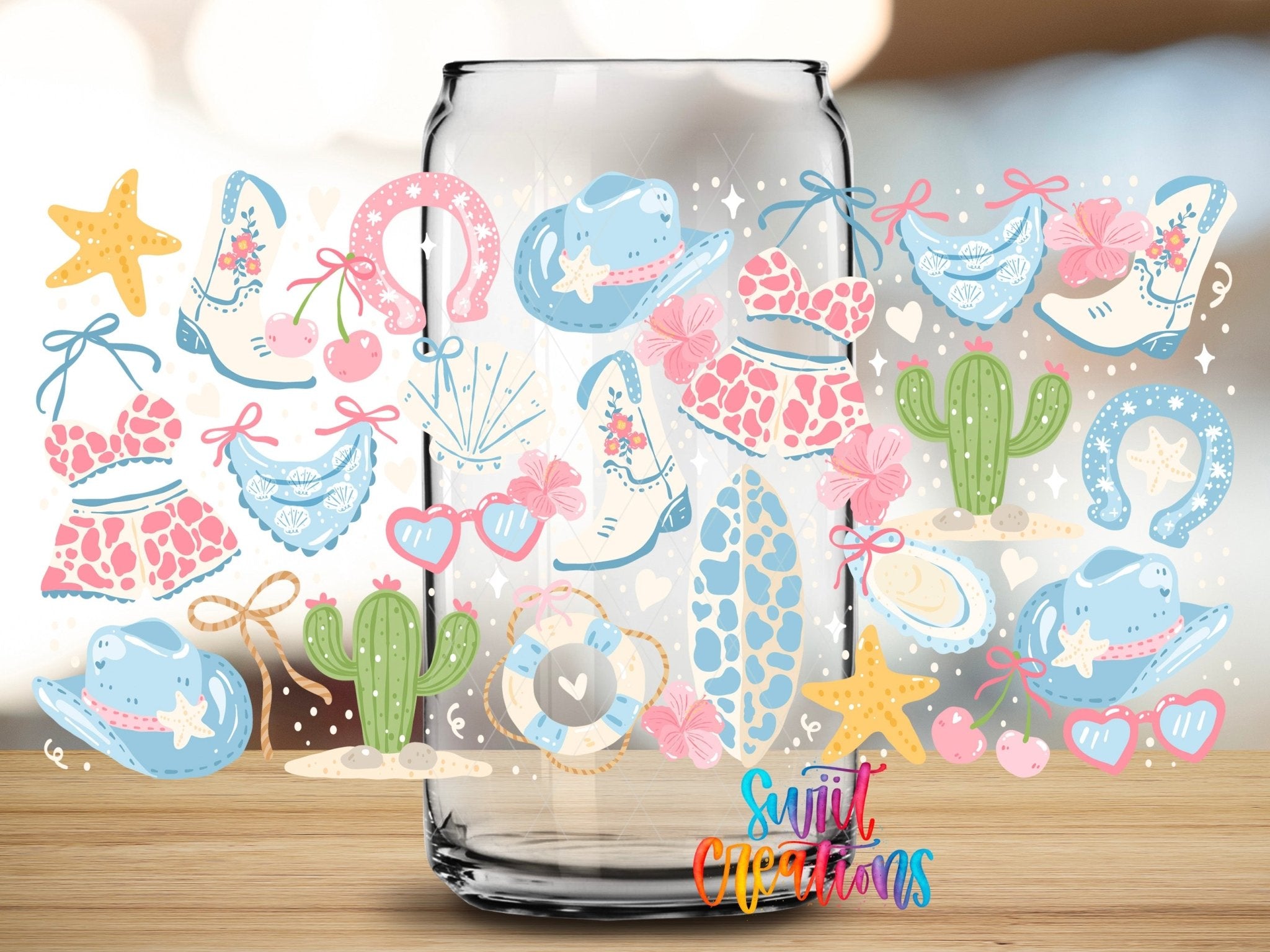 Pastel Desert Beach UV DTF Transfer Tumbler Wrap | Cowgirl Boot Cactus Summer Cup Decal | DTF260 - Swiit Creations
