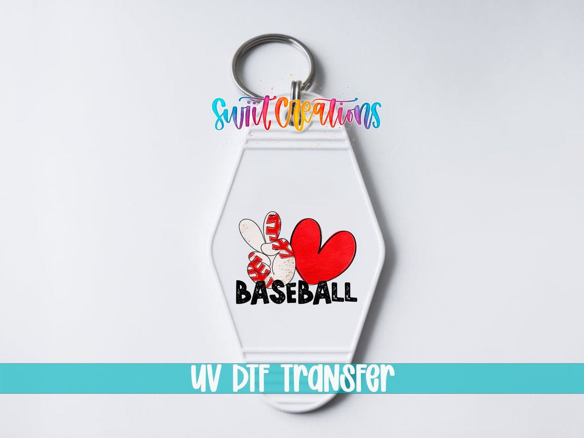 Peace Love Baseball Motel Keychain UV DTF Transfer | Sports Fan Design | MK1549 - Swiit Creations