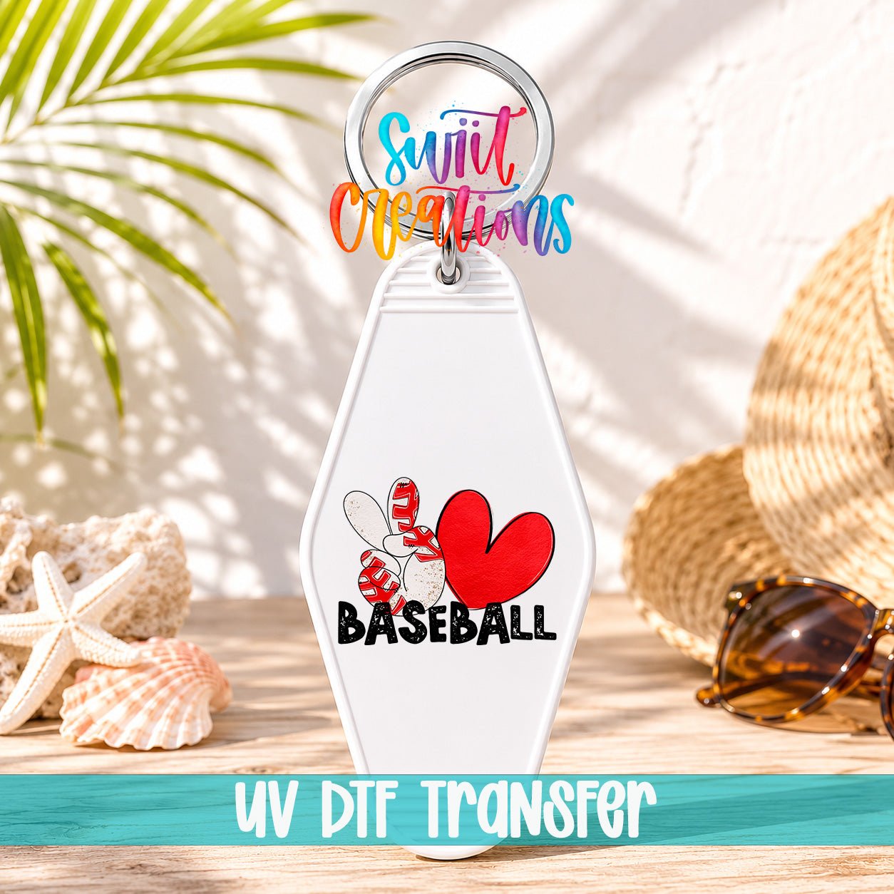 Peace Love Baseball Motel Keychain UV DTF Transfer | Sports Fan Design | MK1549 - Swiit Creations