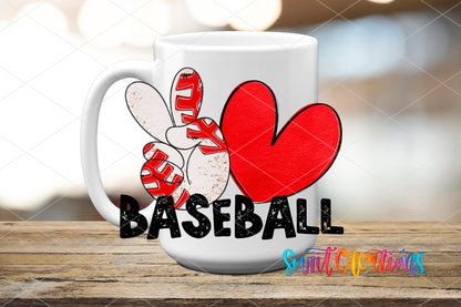 Peace Love Baseball UV DTF Cup Decal | UV1549 - Swiit Creations