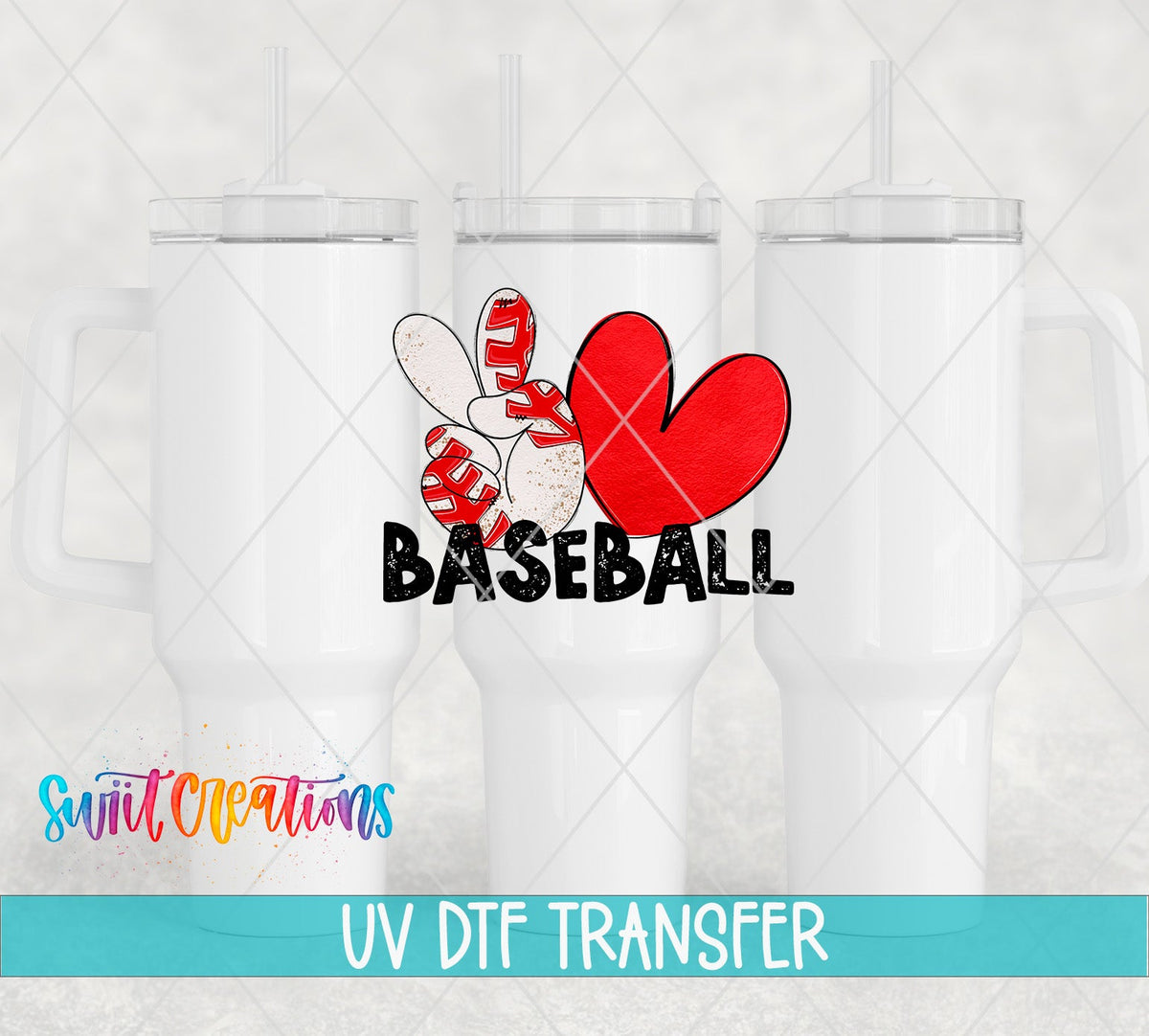 Peace Love Baseball UV DTF Cup Decal | UV1549 - Swiit Creations