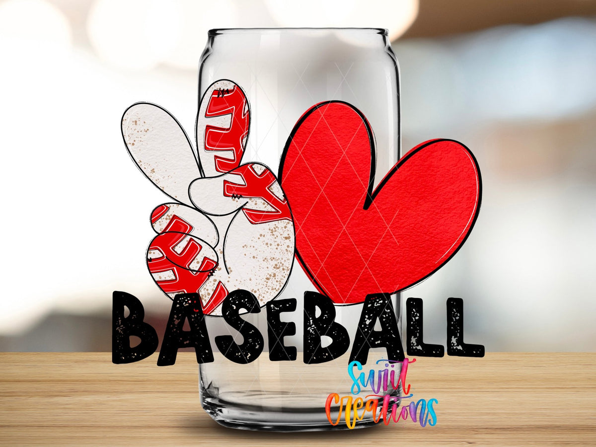 Peace Love Baseball UV DTF Cup Decal | UV1549 - Swiit Creations