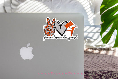 Peace Love Color Guard Orange and Silver Sticker SS291 - Swiit Creations