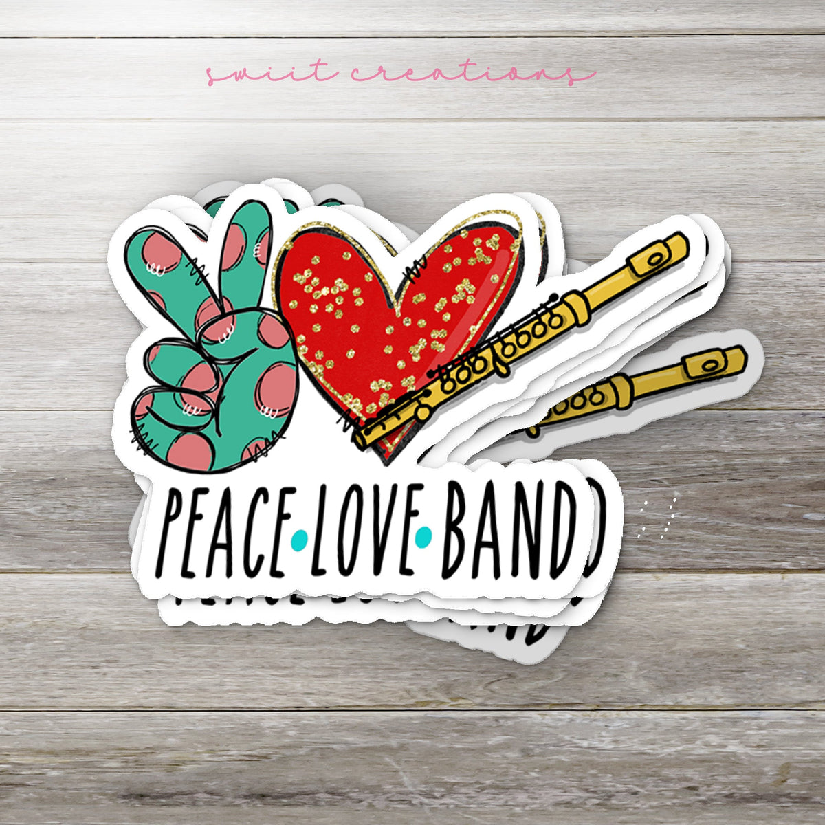 Peace Love Flute Sticker SS311 - Swiit Creations