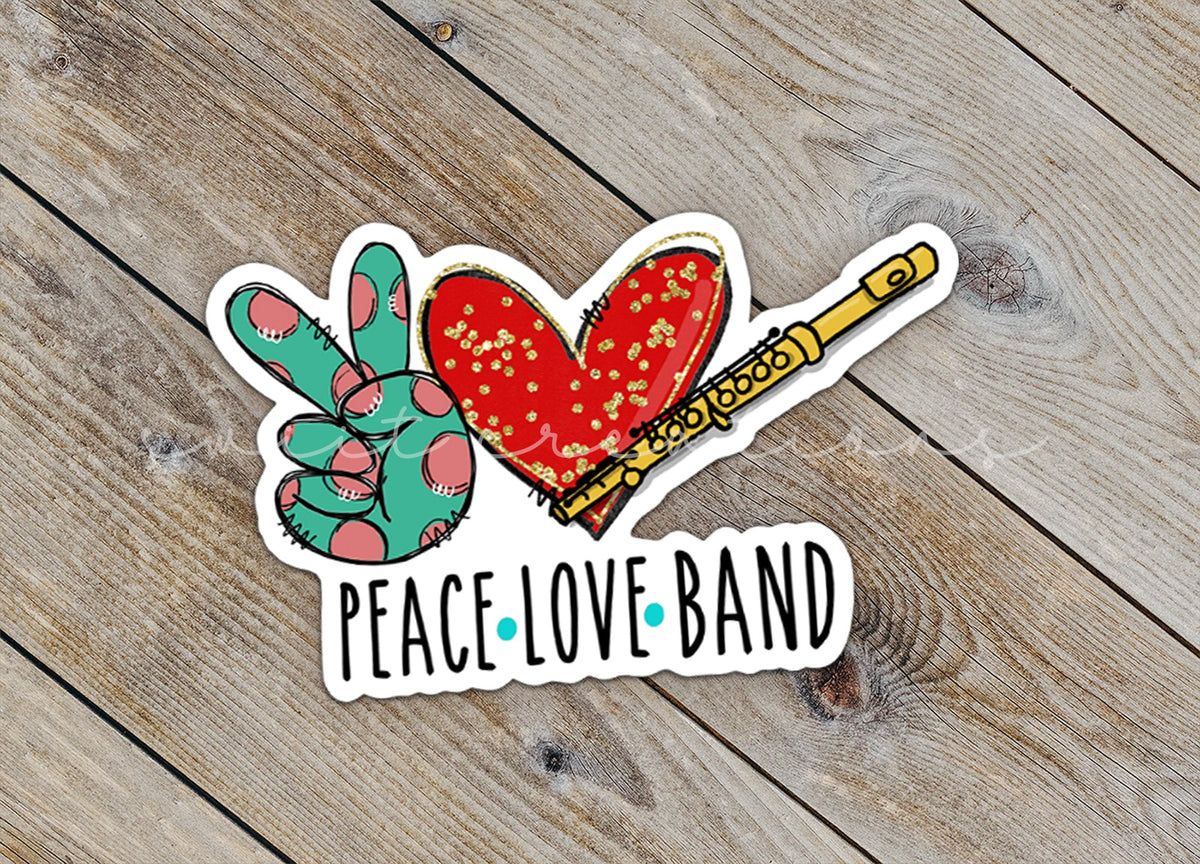 Peace Love Flute Sticker SS311 - Swiit Creations