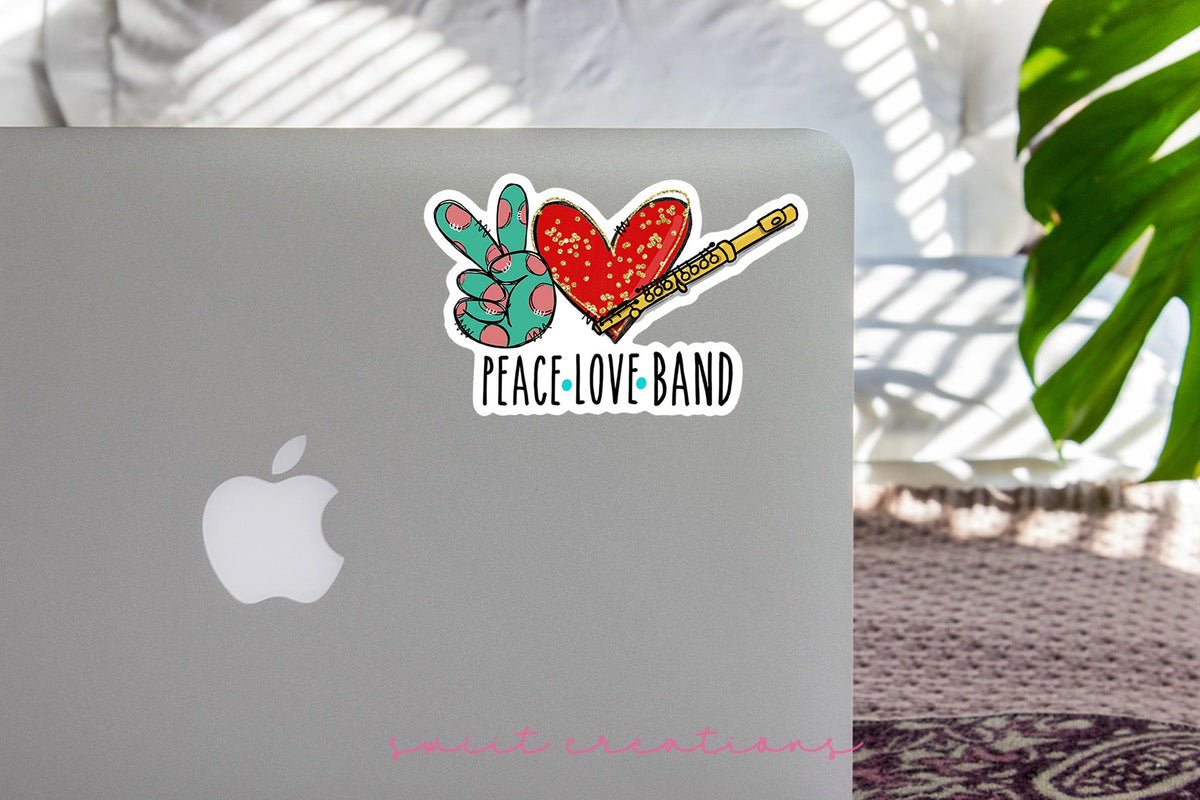 Peace Love Flute Sticker SS311 - Swiit Creations