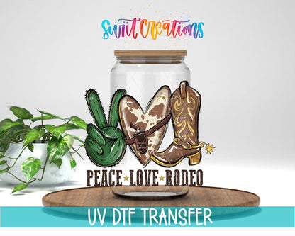 Peace Love Rodeo Western UV DTF Cup Decal | UV864 - Swiit Creations