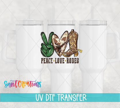 Peace Love Rodeo Western UV DTF Cup Decal | UV864 - Swiit Creations