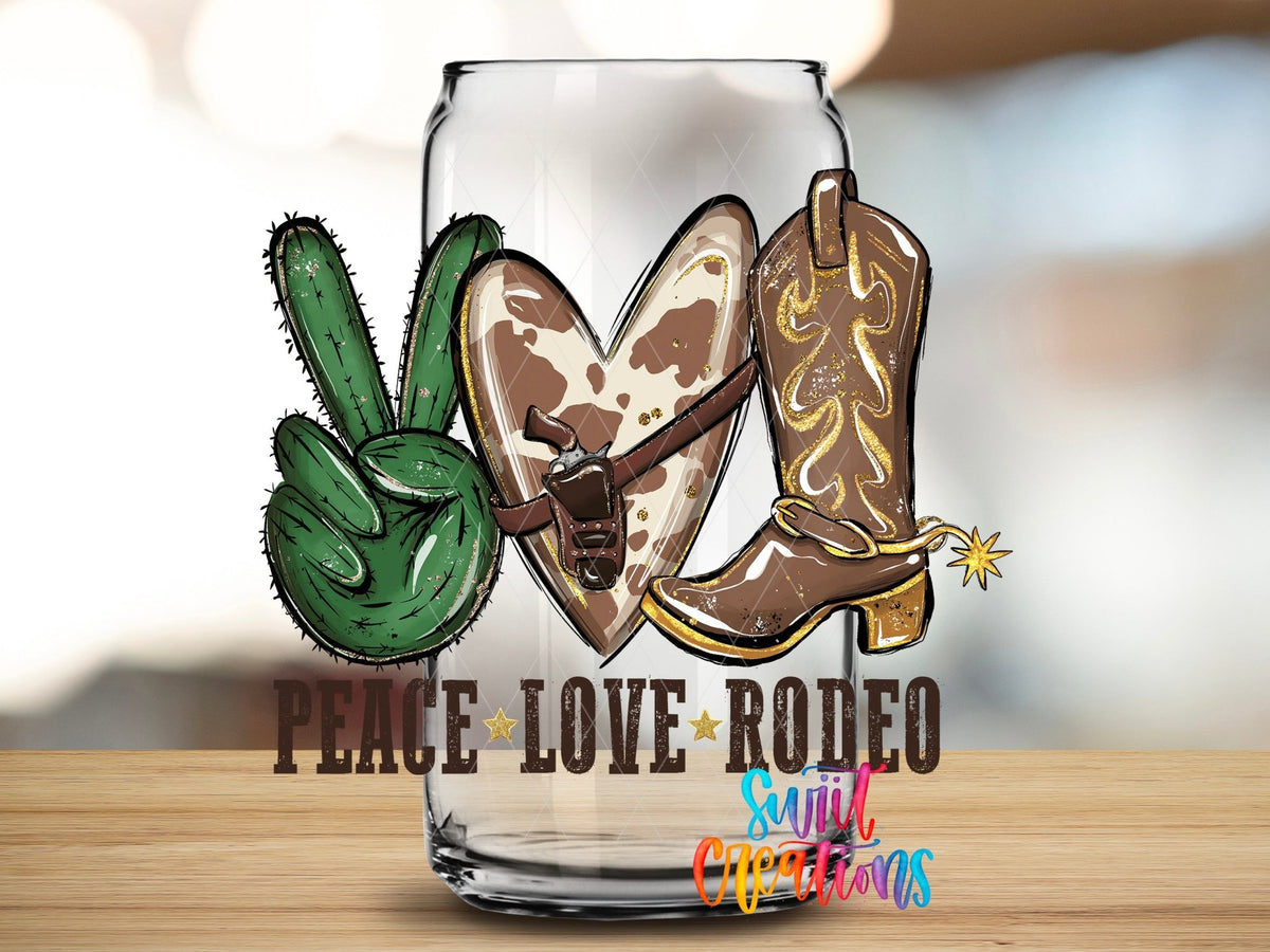 Peace Love Rodeo Western UV DTF Cup Decal | UV864 - Swiit Creations