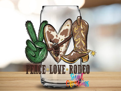 Peace Love Rodeo Western UV DTF Cup Decal | UV864 - Swiit Creations