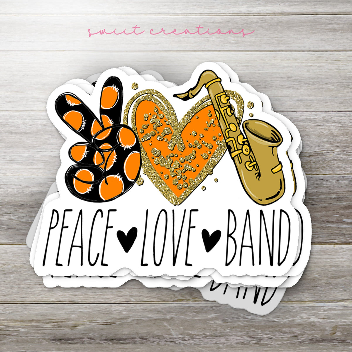 Peace Love Saxophone Sticker SS308 - Swiit Creations