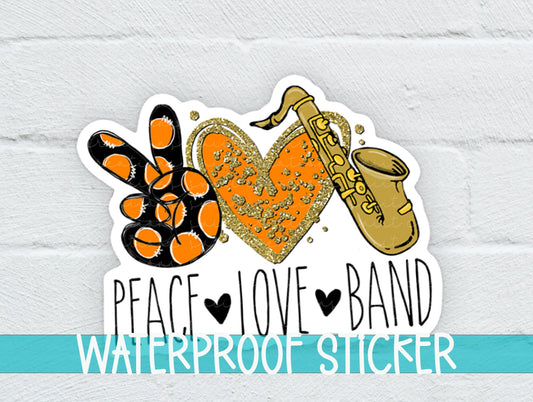 Peace Love Saxophone Sticker SS308 - Swiit Creations
