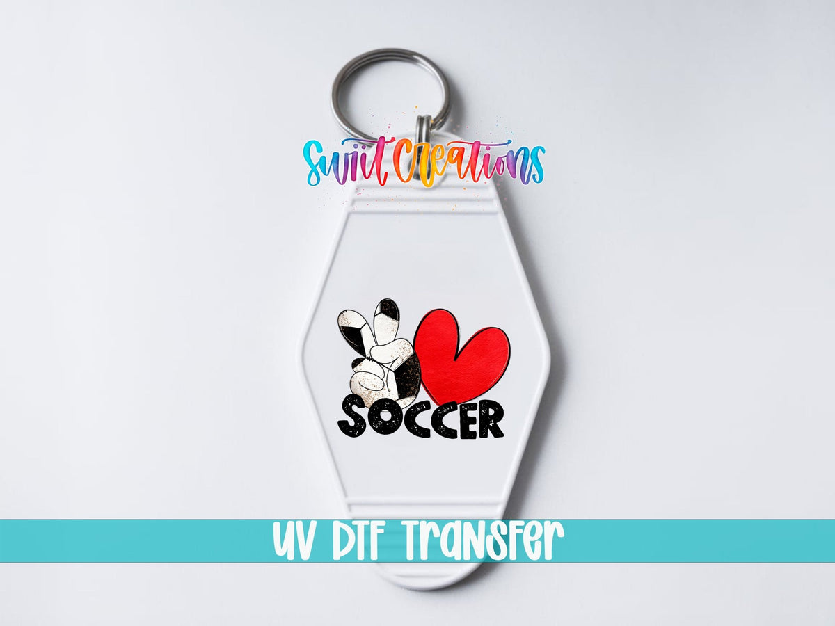 Peace Love Soccer Motel Keychain UV DTF Transfer | Sports Fan Design | MK1550 - Swiit Creations