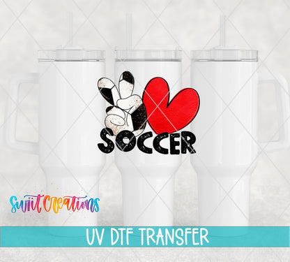 Peace Love Soccer UV DTF Decal | Sports Tumbler Wrap | UV1550 - Swiit Creations