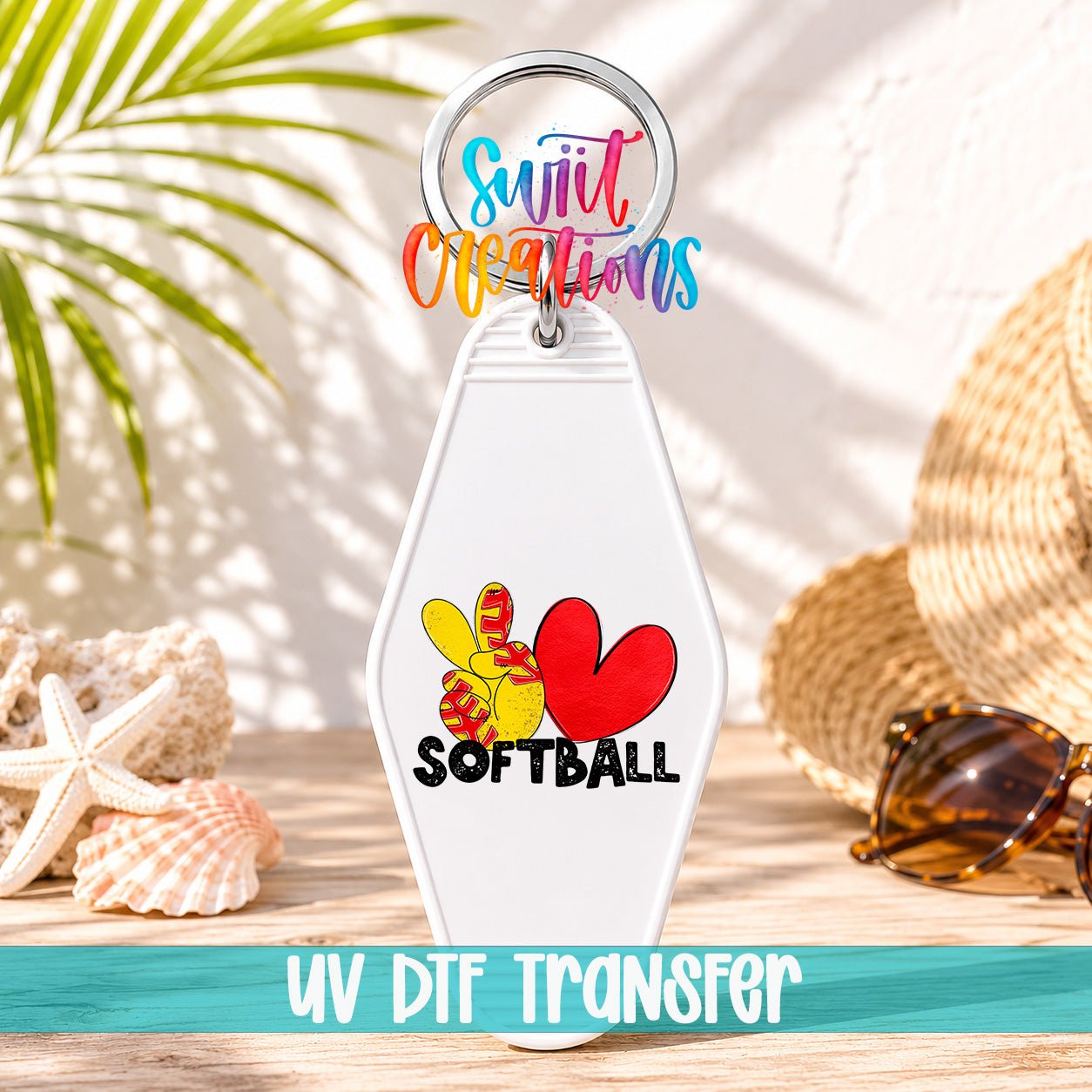 Peace Love Softball Motel Keychain UV DTF Transfer | Sports Fan Design | MK1551 - Swiit Creations