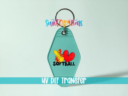 Peace Love Softball Motel Keychain UV DTF Transfer | Sports Fan Design | MK1551 - Swiit Creations