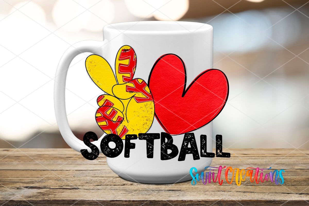 Peace Love Softball UV DTF Cup Decal | UV1551 - Swiit Creations