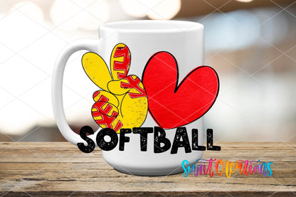 Peace Love Softball UV DTF Cup Decal | UV1551 - Swiit Creations