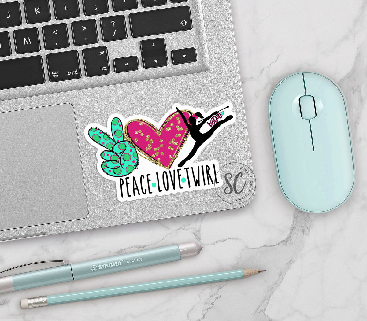 Peace Love Twirl Sticker SS312 - Swiit Creations
