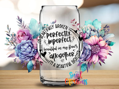 Perfectly Imperfect UV DTF Transfer Tumbler Wrap | Floral Self Love | DTF205 - Swiit Creations