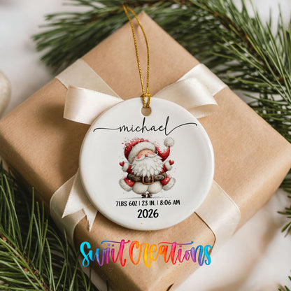 Personalized Baby’s First Christmas Ceramic Ornament | Santa Birth Stats Keepsake | CO010 - Swiit Creations