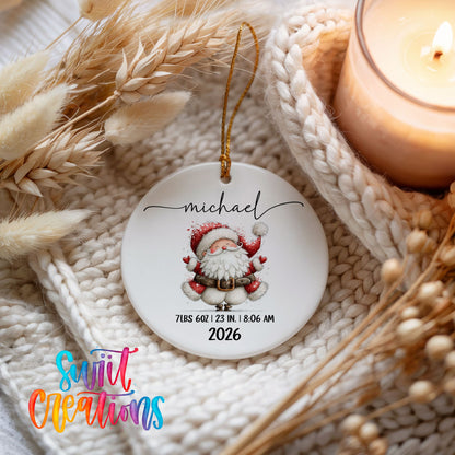 Personalized Baby’s First Christmas Ceramic Ornament | Santa Birth Stats Keepsake | CO010 - Swiit Creations
