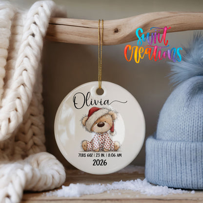 Personalized Baby’s First Christmas Ceramic Ornament | Santa Hat Teddy Bear Keepsake | CO011 - Swiit Creations