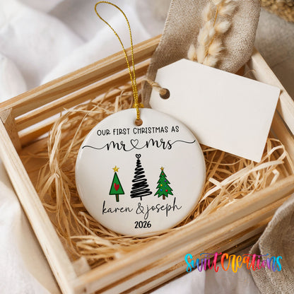 Personalized Our First Christmas Ceramic Ornament | Modern Tree Couple Keepsake | CO006 - Swiit Creations