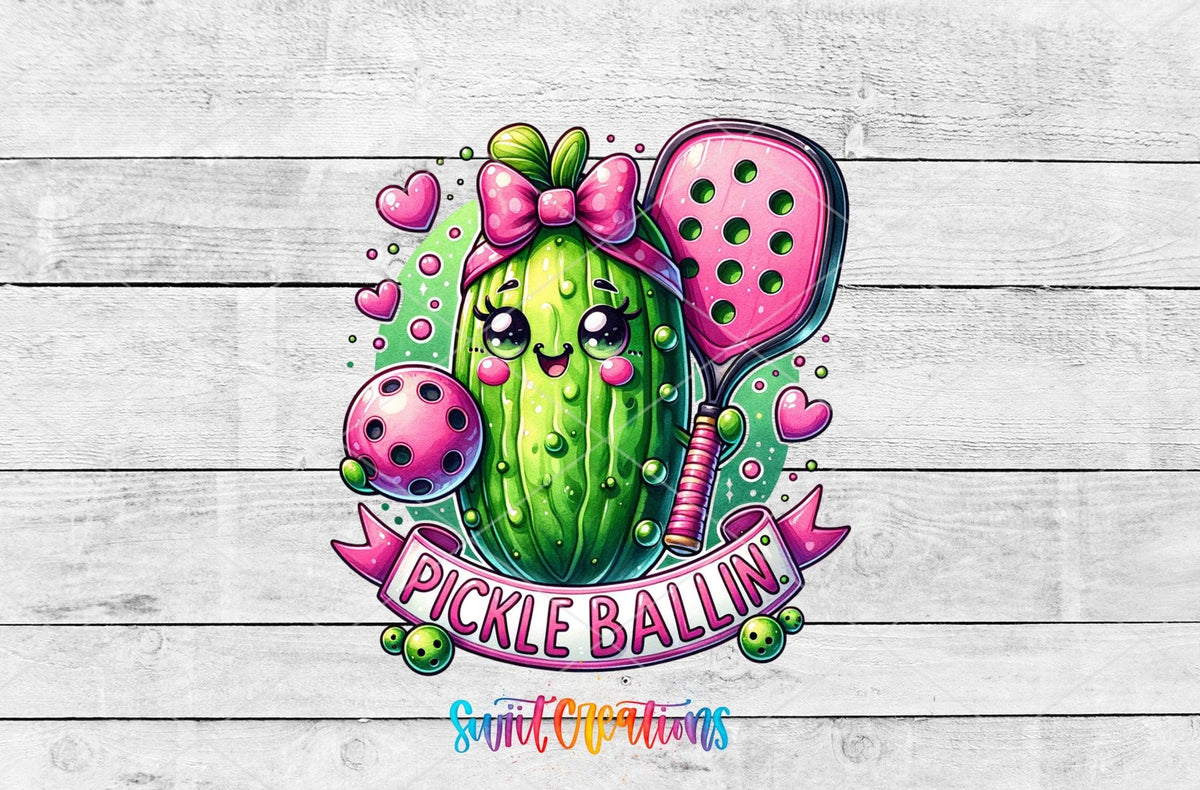Pickle Ballin Motel Keychain UV DTF Transfer | Cute Pickleball Design | MK1535 - Swiit Creations