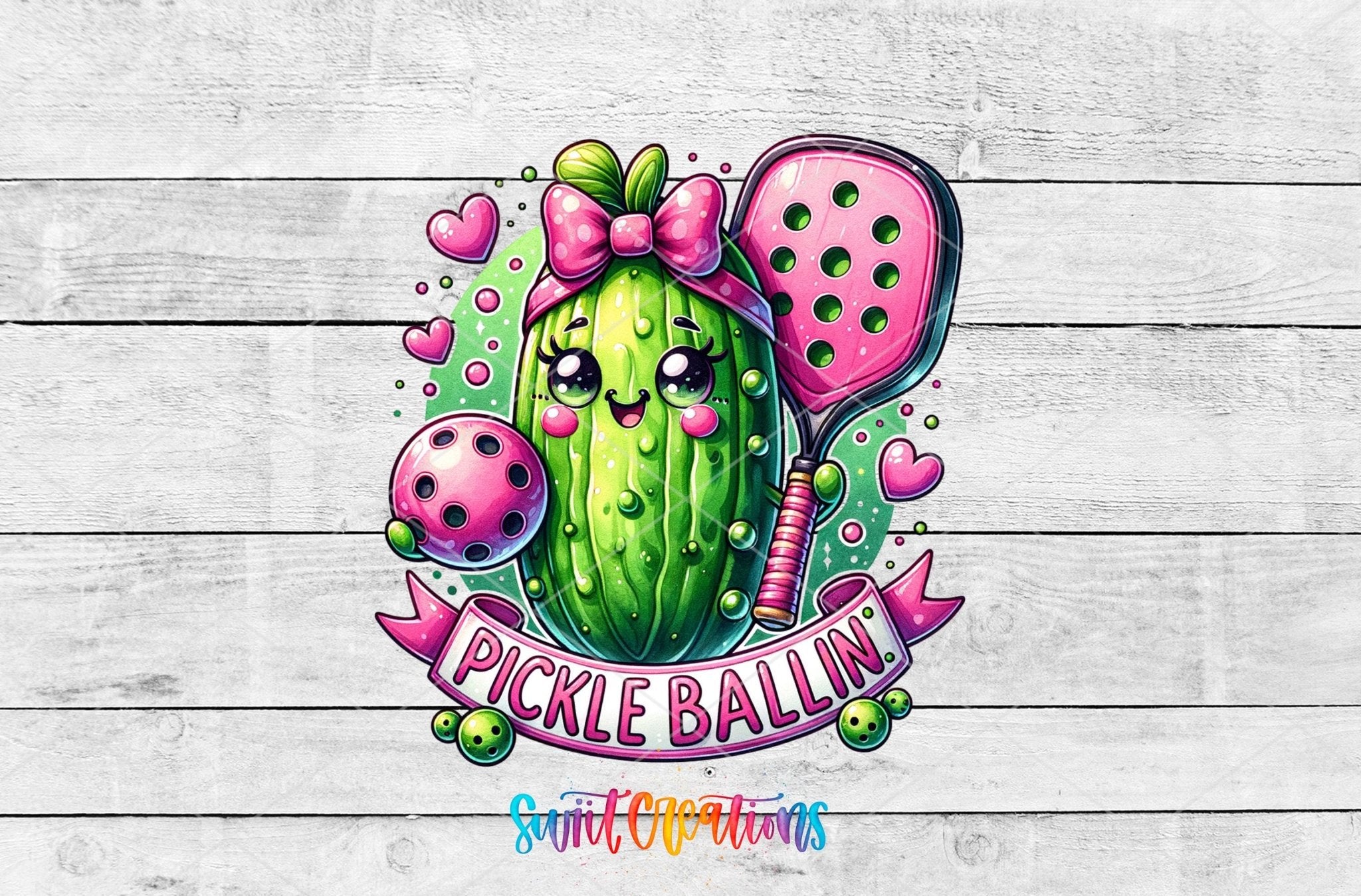 Pickle Ballin Motel Keychain UV DTF Transfer | Cute Pickleball Design | MK1535 - Swiit Creations
