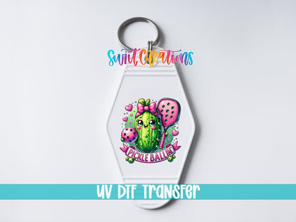 Pickle Ballin Motel Keychain UV DTF Transfer | Cute Pickleball Design | MK1535 - Swiit Creations