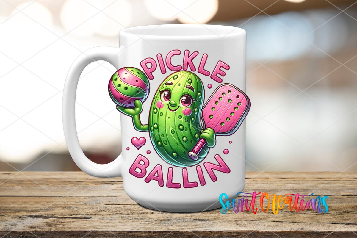 Pickle Ballin UV DTF Decal | Cute Pickleball Tumbler Wrap | Funny Sports Glass Can Transfer | UV1188 - Swiit Creations