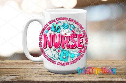 Pink and Blue Nurse UV DTF Cup Decal | UV1026 - Swiit Creations