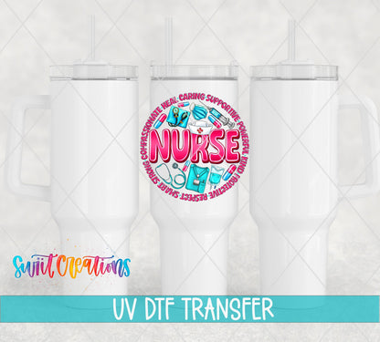 Pink and Blue Nurse UV DTF Cup Decal | UV1026 - Swiit Creations