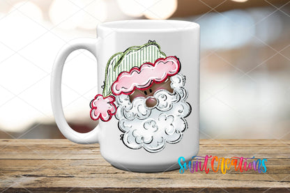 Pink And Green Santa Face Christmas UV DTF Cup Decal | UV1529 - Swiit Creations