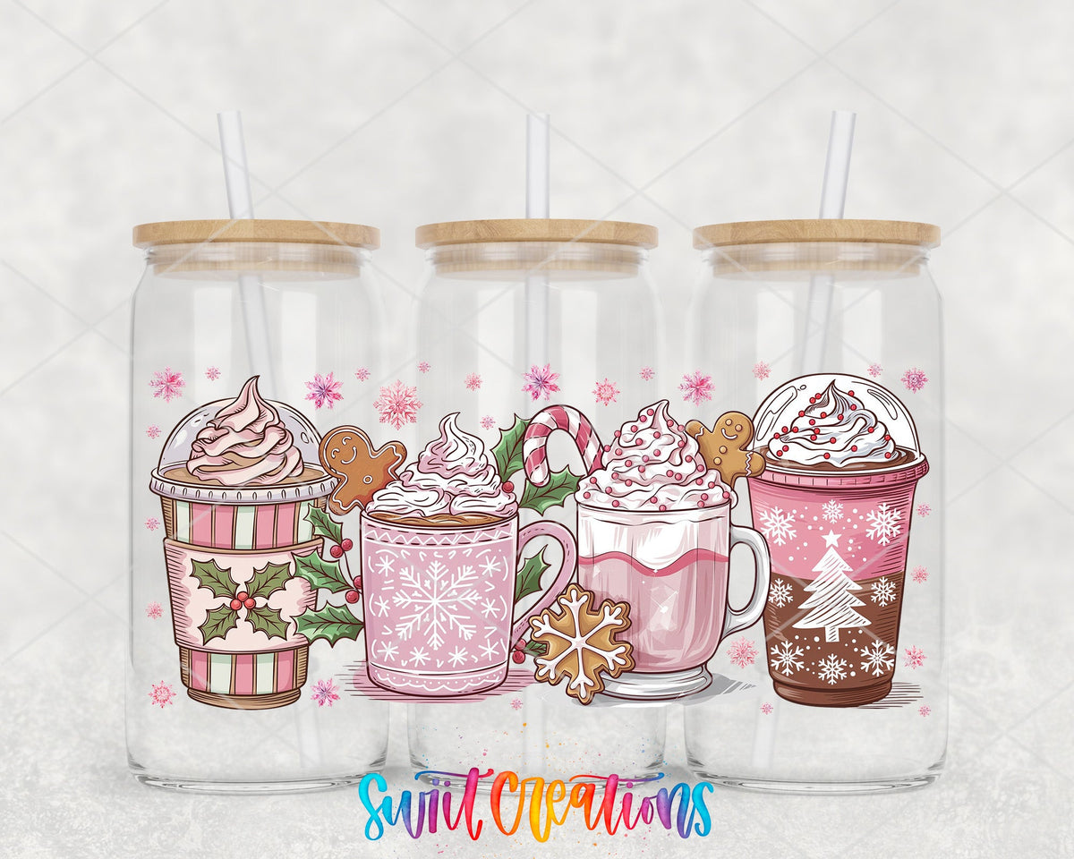 Pink Christmas Cocoa UV DTF Transfer Tumbler Wrap | DTF193 - Swiit Creations